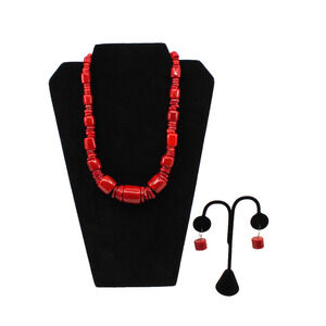 C5 Flawless DTR JAY KING 925 Sterling Silver Coral Dangle Earrings Necklace Set